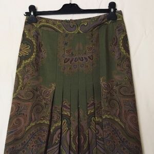 Etro Paisley Pleated Skirt wool Size 42/6